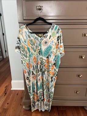 Zara Multicolor Abstract Print Kaftan Dress M-L